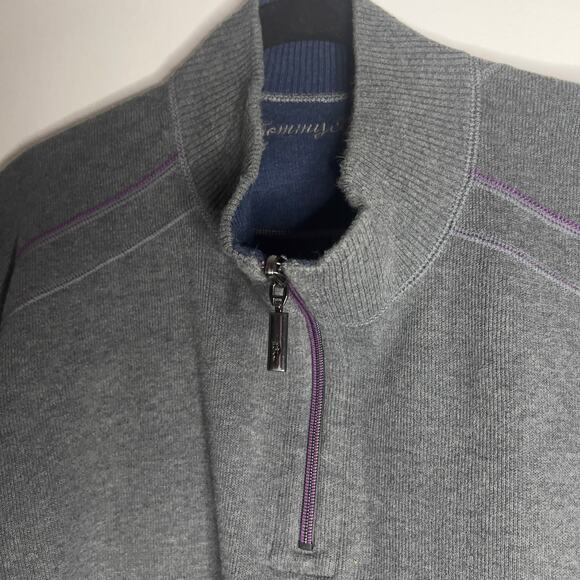 Tommy Bahama Men's XXL 1/2 Zip Mock Neck Gray & Blue Reversible Pullover Sweater - Picture 6 of 8